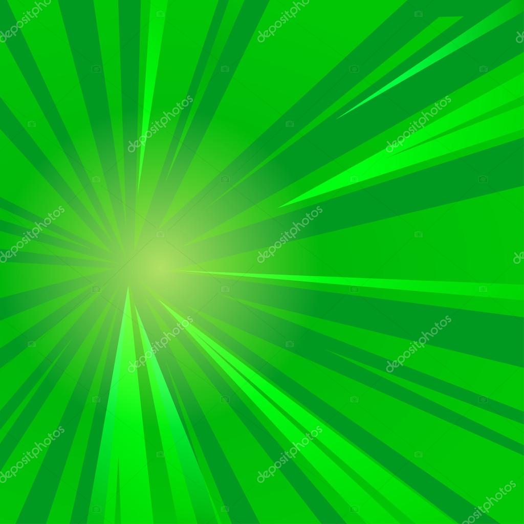 Green comics cartoon background with moving rays. vector illustr