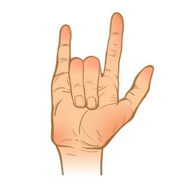 el hat kroki. bir yandan. rock müzik jest. boyalı kol. ve