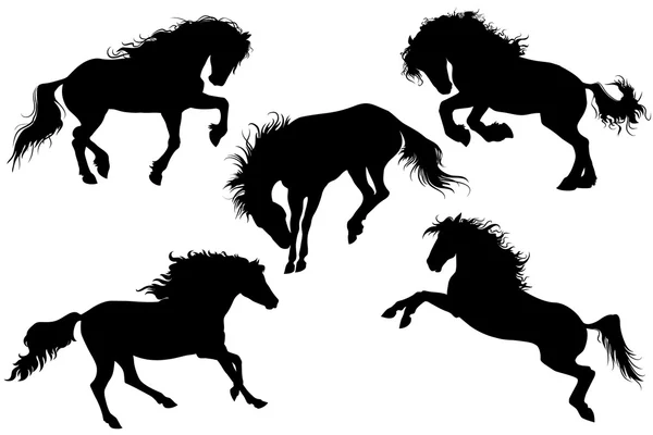 Siluety koně vektorové ilustrace 2 — Stockový vektor