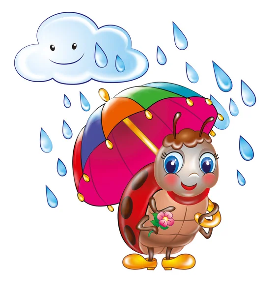 uğur böceği şemsiye çizim ile