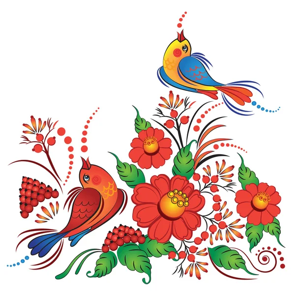 dalları Ukraynaca stil vektör halat kuşlarda