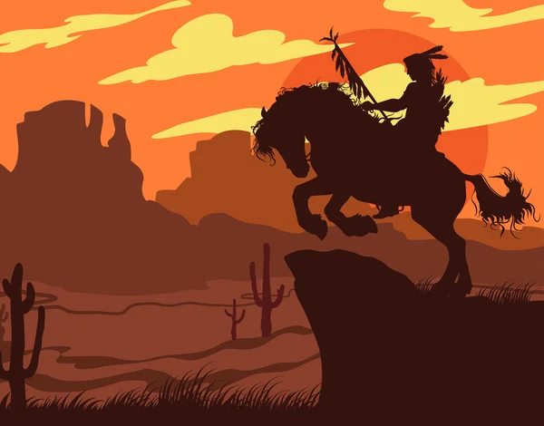 Kızılderili'nin siluet sırtında