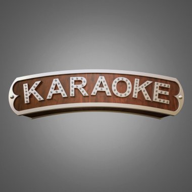 Işıklı işaret karaoke gri arka plan üzerinde.