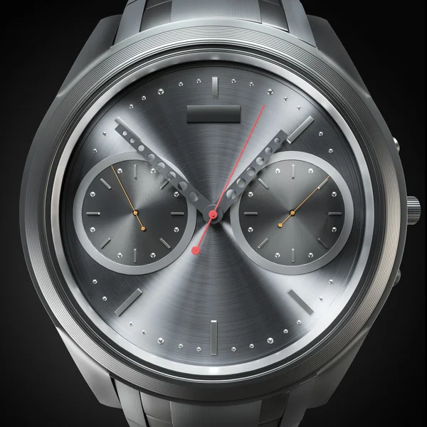 Stylish hand watch. Chrome on a black background — Stock Photo, Image