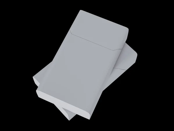 Due pacchetti sigillati di sigarette isolate su fondo nero. Illustrazione 3D — Foto Stock