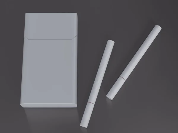 Envase cerrado de cigarrillos sobre fondo gris. Renderizado 3D . — Foto de Stock