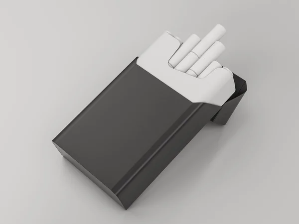Otworzyć paczkę papierosów na szarym tle. renderowania 3D — Zdjęcie stockowe