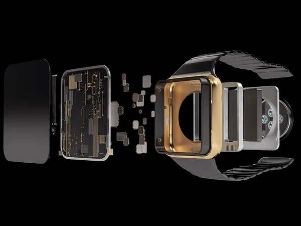 Internal inside electronic smart watches. 3D illustration — Stock Photo, Image