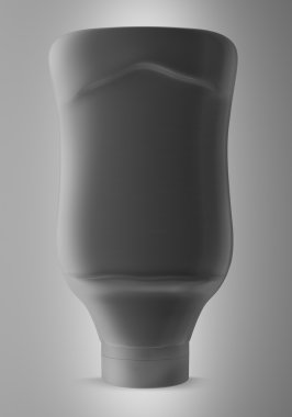 Sos, ketçap, hardal veya gri arka plan üzerinde herhangi bir sıvı gıda ürün kapsayıcı. 3D çizim.