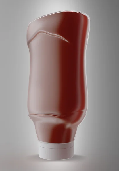 Sauce, Ketchup, Senf oder andere flüssige Lebensmittel auf grauem Hintergrund. 3D-Illustration. — Stockfoto