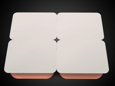 White/ red plastic blank bank for food, oil, mayonnaise, margarine, cheese, ice cream, olives, pickles, sour cream. Food and drink plastic blank. Template Ready For Your Design. Isolated on black. 3D 