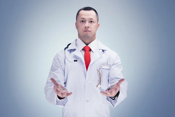 Doctor with stethoscope in a hospital. High resolution. — Stock Photo, Image