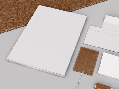 Kahverengi marka sahte. Şablon siyah arka plan üzerine ayarlandı. 3d render. 3d illüstrasyon