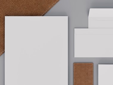 Kahverengi marka sahte. Şablon siyah arka plan üzerine ayarlandı. 3d render. 3d illüstrasyon