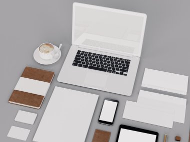 Kahverengi marka sahte. Şablon siyah arka plan üzerine ayarlandı. 3d render. 3d illüstrasyon