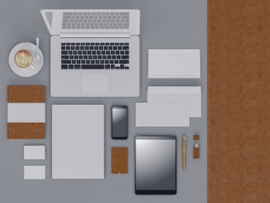 Kahverengi marka sahte. Şablon siyah arka plan üzerine ayarlandı. 3d render. 3d illüstrasyon