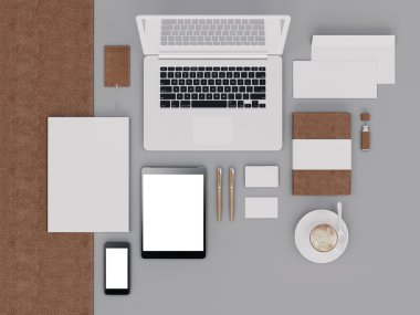 Kahverengi marka sahte. Şablon siyah arka plan üzerine ayarlandı. 3d render. 3d illüstrasyon