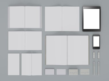 mockup marka. Siyah arka plan üzerine şablonu. 3D render. 3D çizim