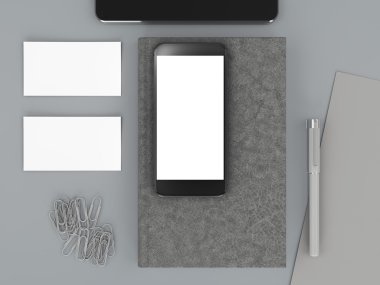 mockup marka. Siyah arka plan üzerine şablonu. 3D render. 3D çizim