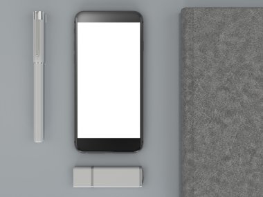 mockup marka. Siyah arka plan üzerine şablonu. 3D render. 3D çizim