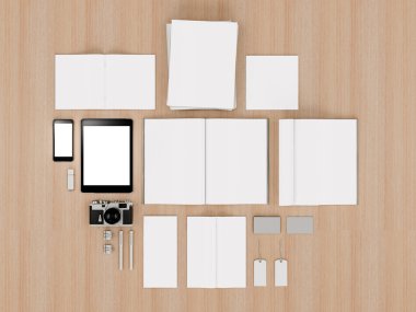 mockup marka. Siyah arka plan üzerine şablonu. 3D render. 3D çizim