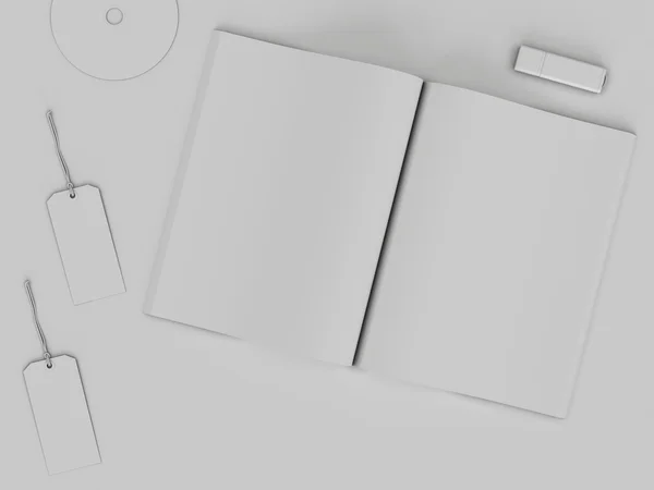 "branding mockup". Modelo branco definido no fundo branco. renderização 3d. Ilustração 3D. Alta resolução . — Fotografia de Stock