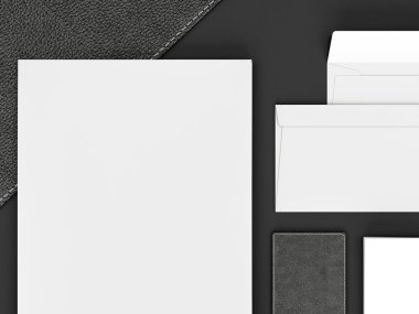mockup marka. Siyah arka plan üzerine şablonu. 3D render. 3D çizim