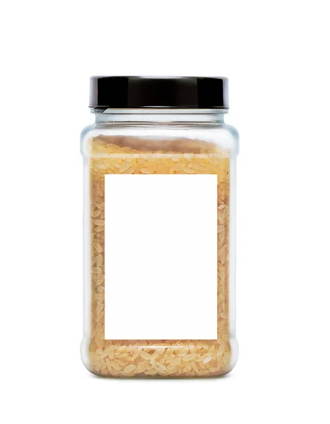 Πλαστικό Κουτάκι Ρύζι Λευκό Φόντο Mock Πρότυπο Για Σχεδιασμό Φωτογραφία — Φωτογραφία Αρχείου