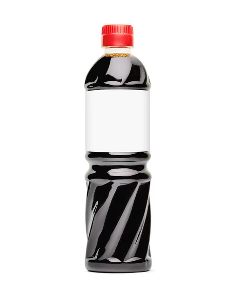 Große Plastikflasche Sojasauce Auf Weißem Hintergrund Mock Vorlage Für Design — Stockfoto