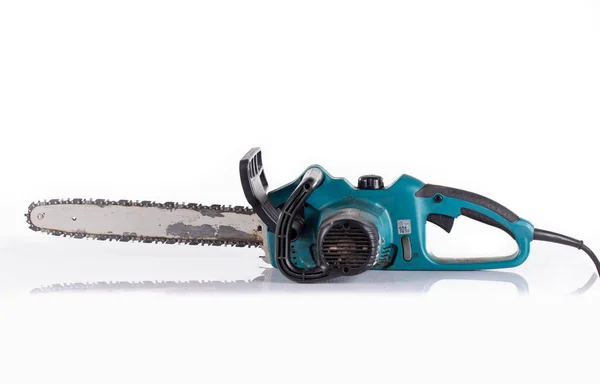 Work Toolbig Old Chainsaw Isolated White Background — Stock Photo, Image