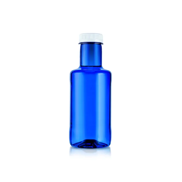 Blue Glass Frosted Bottle Mock Bottle Drink Bottle Isolated White — Foto de Stock