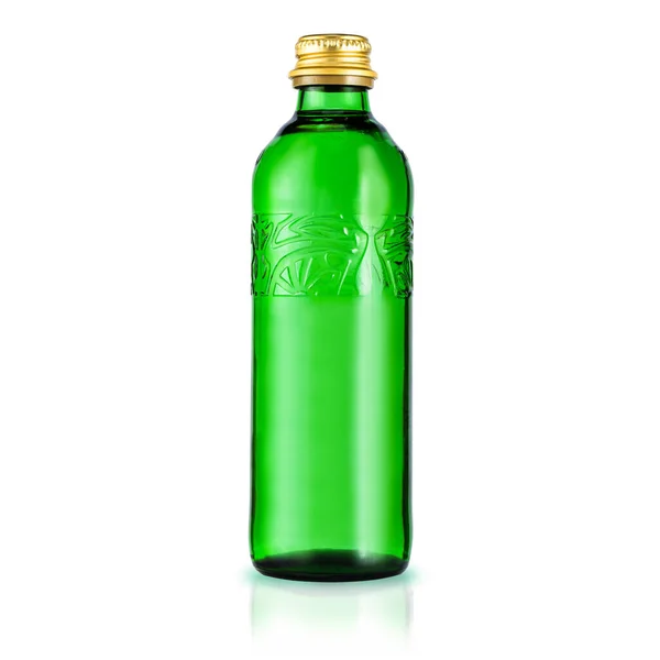 Glasgrüne Flasche Mit Gereinigtem Wasser Mineralwasserflaschen Attrappe Flasche Isoliert Auf — Stockfoto