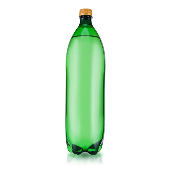 Kunststof Groene Fles Met Gezuiverd Water Een Mineraalwaterflesje Fles Geïsoleerd — Stockfoto