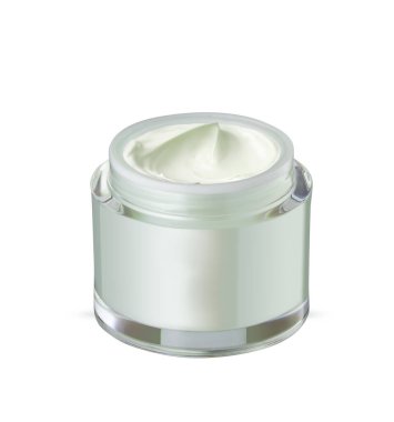 Beyaz arka planda izole edilmiş lüks yüz kremi kavanozu