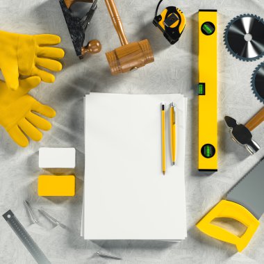 İş şablonu alay. Carpenter'ın çalışma alanı.