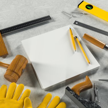 İş şablonu alay. Carpenter'ın çalışma alanı.