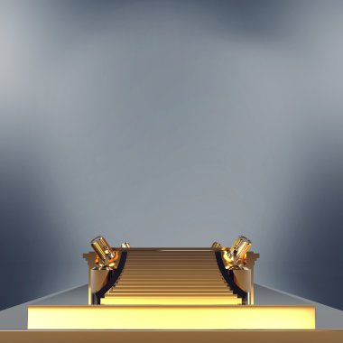 Boş altın sahne podyum için ödül töreni.