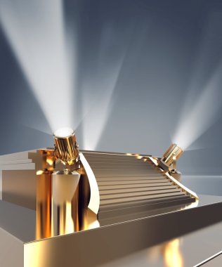 Empty golden stage podium for award ceremony. clipart