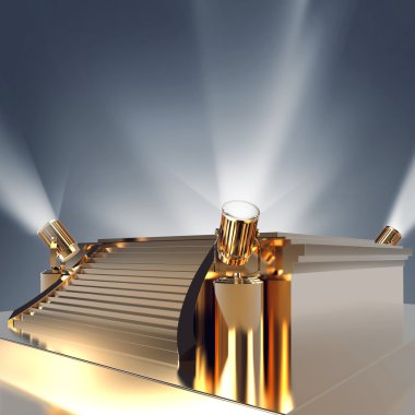 Empty golden stage podium for award ceremony. clipart