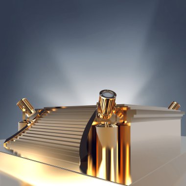 Empty golden stage podium for award ceremony. clipart