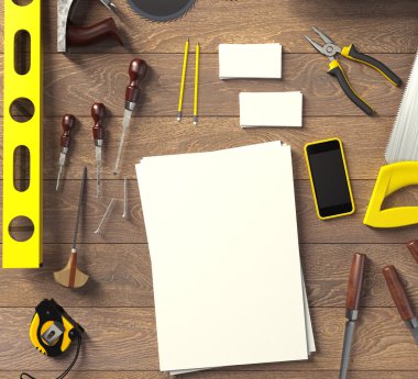 İş şablonu alay. Carpenter'ın çalışma alanı. H