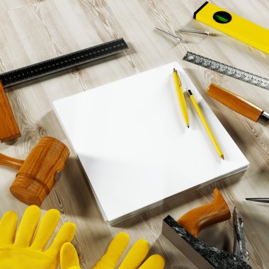 Mockup iş şablonu. Carpenter'ın çalışma alanı.