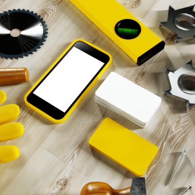 Mockup iş şablonu. Carpenter'ın çalışma alanı.