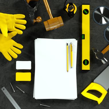 İş şablonu alay. Carpenter'ın çalışma alanı.