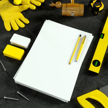 İş şablonu alay. Carpenter'ın çalışma alanı.