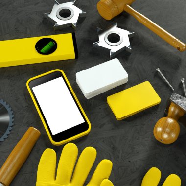 İş şablonu alay. Carpenter'ın çalışma alanı.