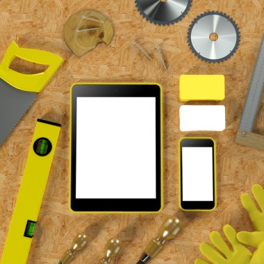 Mockup iş şablonu. Carpenter'ın çalışma alanı.