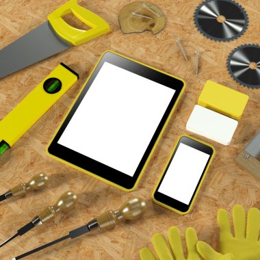 Mockup iş şablonu. Carpenter'ın çalışma alanı.