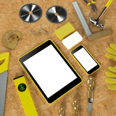 Mockup iş şablonu. Carpenter'ın çalışma alanı.