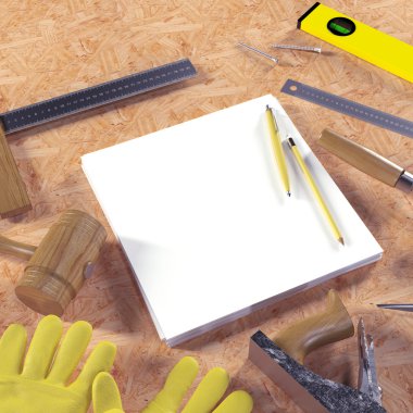 Mockup iş şablonu. Carpenter'ın çalışma alanı.